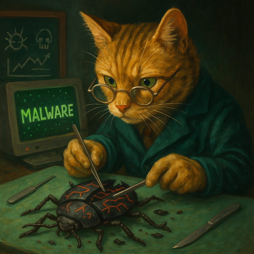Cat working on malware bug